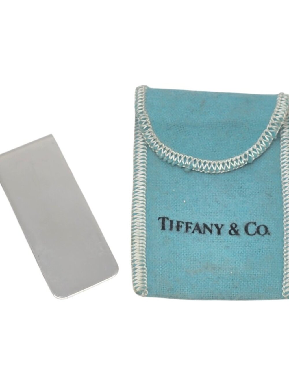 Vintage Tiffany & Co Sterling Silver Polished Money Clip with Pouch #24943